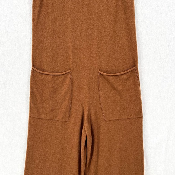 EVERLANE The Cashmere Jumpsuit Womens Small Brown Sleeveless Wide Strap Knit - Picture 10 of 16